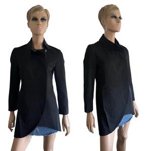 Atsuro Tayama Long Sleeve Button Closure Wool Lined Blazer Jacket Black - Size 4